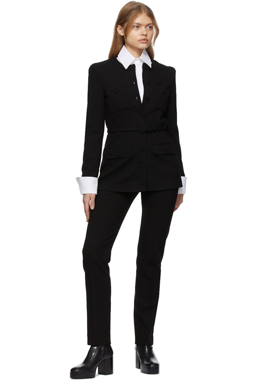 Straight-leg waffle-knit stretch viscose and nylon-blend trousers in black. 

Supplier color: Black