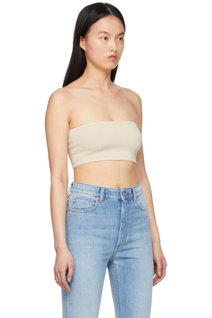 Knit cotton-blend bandeau. 

· Square neck 
· Rib knit hem

Supplier color: Beige