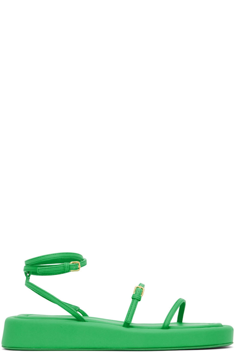 Nappa lambskin sandals in green. 

· Adjustable pin-buckle strap at vamp 
· Adjustable pin-buckle wraparound ankle strap
· Leather midsole
· Rubber outsole 

Supplier color: Green