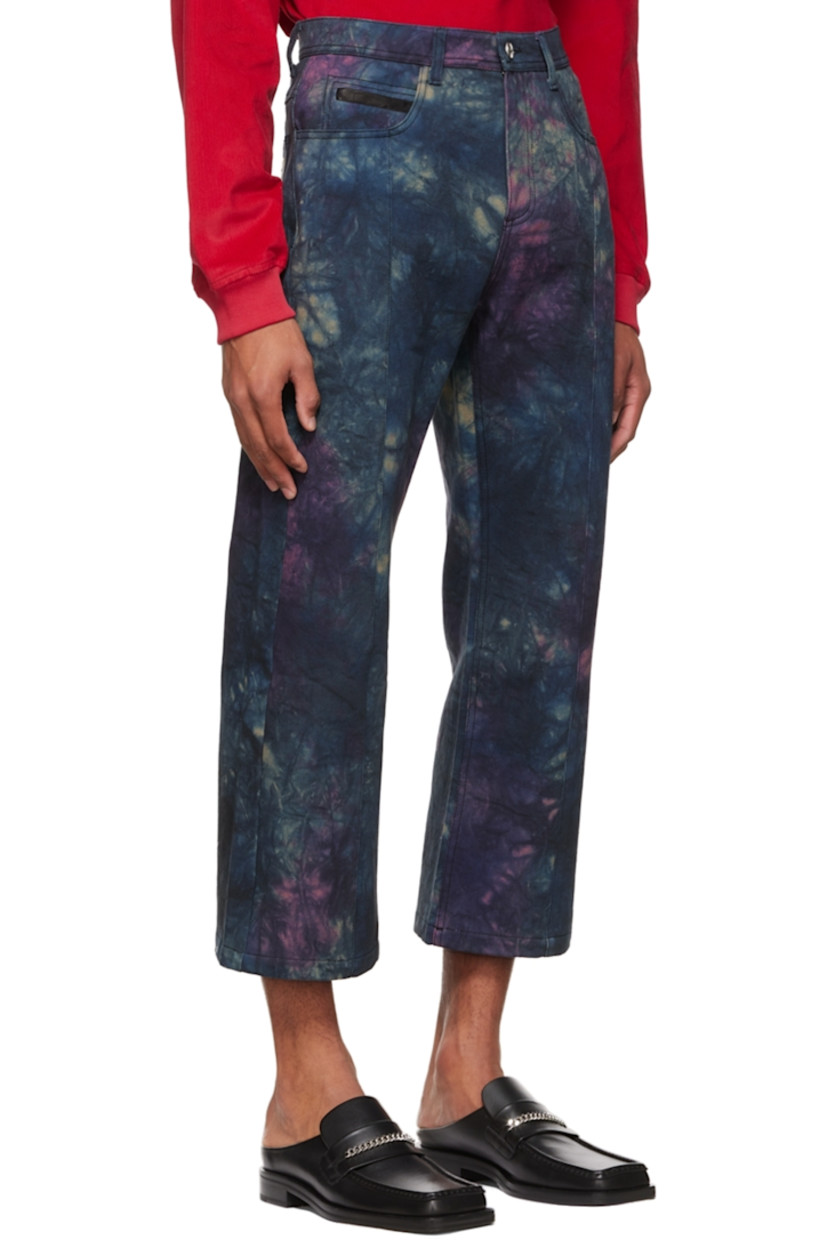 Non-stretch cotton denim jeans. Tie-dye pattern throughout.

· Belt loops
· Zip-fly
· Five-pocket styling

Supplier color	Purple