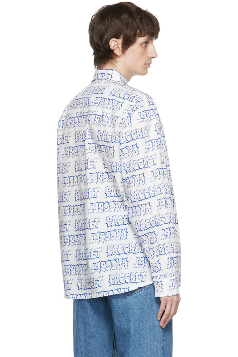 Cotton poplin shirt. Logo pattern printed throughout.

· Spread collar
· Button closure
· Two-button barrel cuffs

Supplier color: Blue