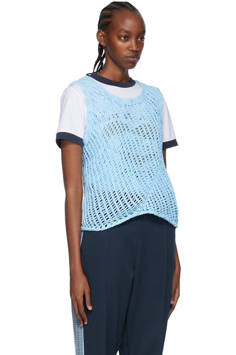 Handcrafted open knit cotton tank top. Crewneck.

Each item is unique. Please note that finishing may vary.

Supplier color: Powder