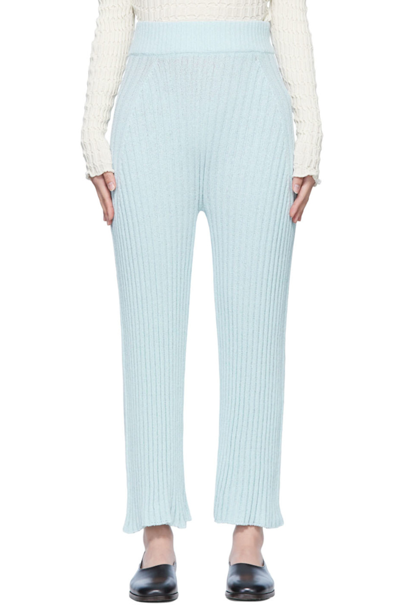 Rib knit cotton and nylon-blend lounge pants. Elasticized waistband. 

Supplier color: Light Blue