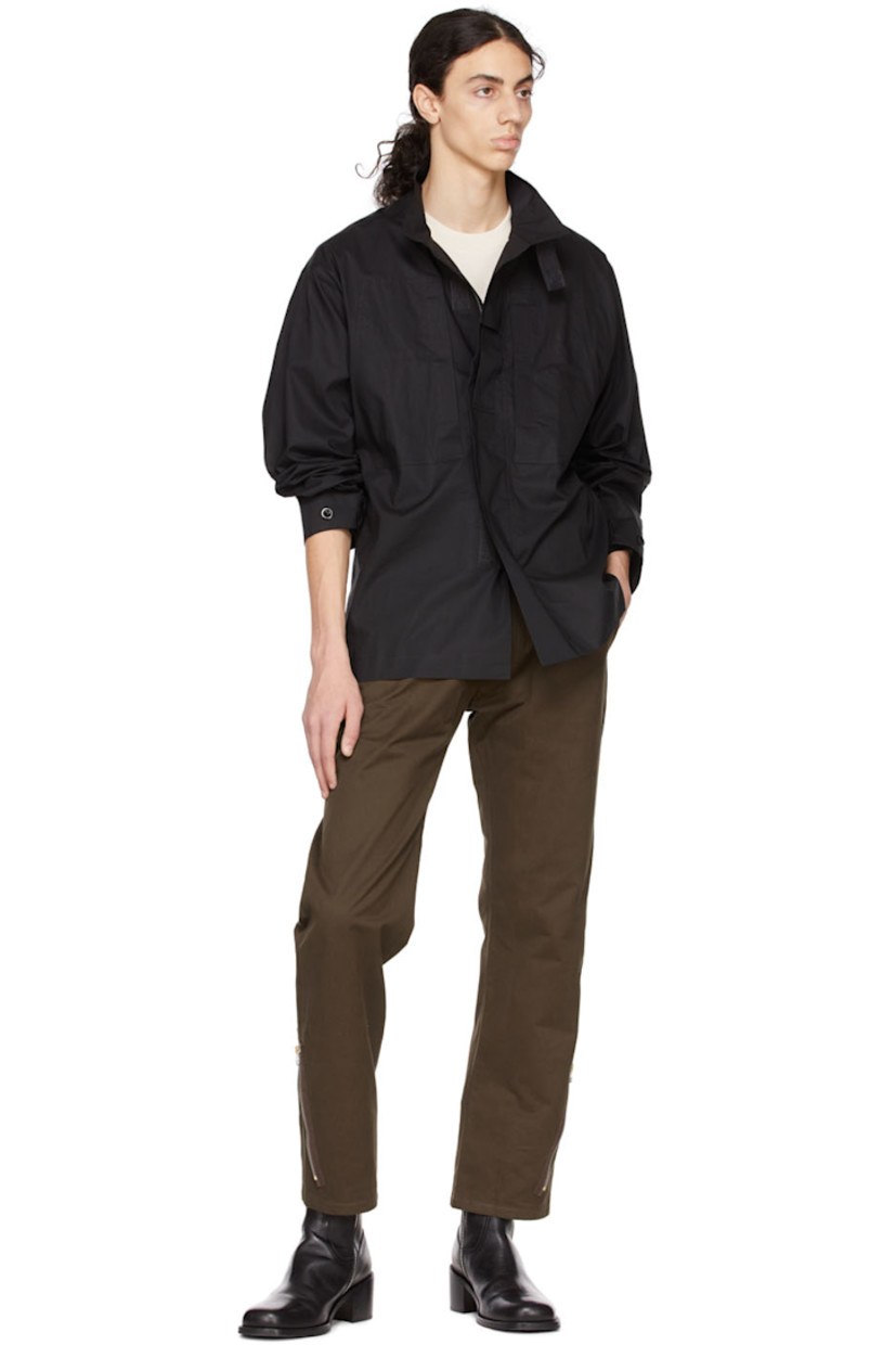 Cotton twill trousers. 

· Belt loops
· Zip-fly
· Four-pocket styling
· Exposed zip fastening at cuffs 
· Silver-tone hardware

Supplier color: Brown