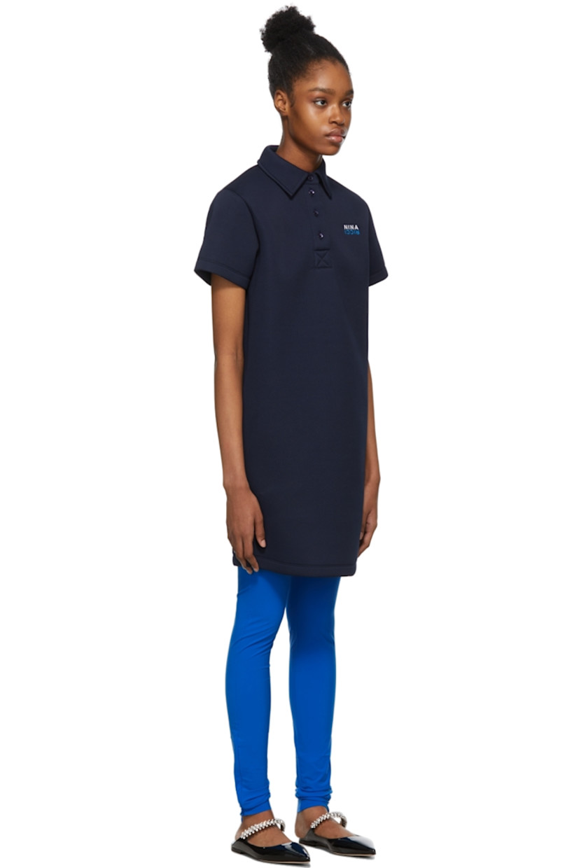 Short sleeve stretch canvas short dress in navy. Pocket at sides.

Supplier color: Navy blue