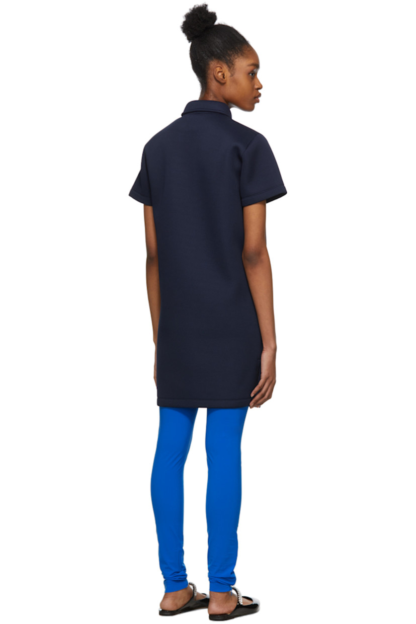 Short sleeve stretch canvas short dress in navy. Pocket at sides.

Supplier color: Navy blue