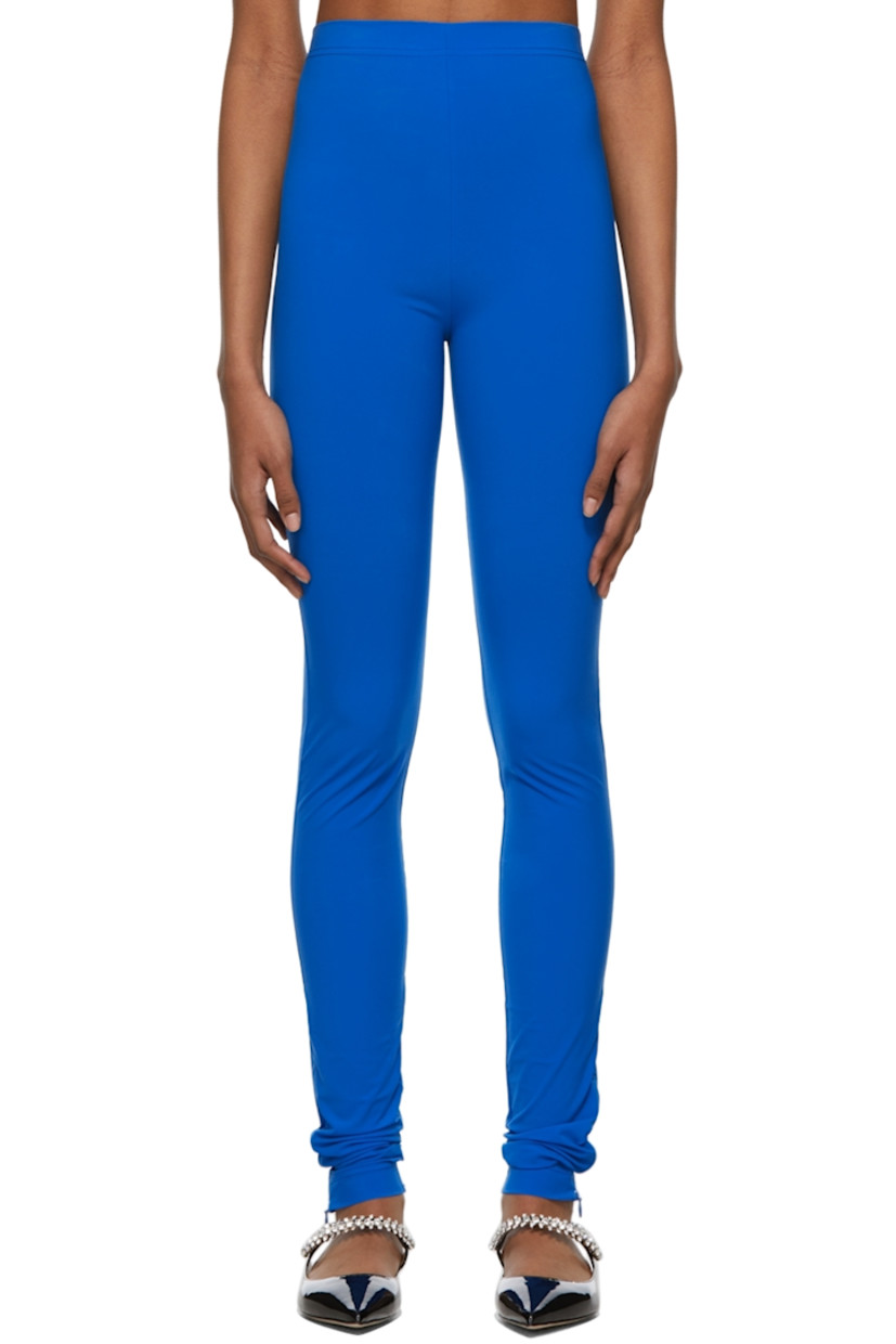 Stretch nylon satin leggings in blue. 

· High-rise
· Zip fastening at cuffs

Supplier color: Royal blue