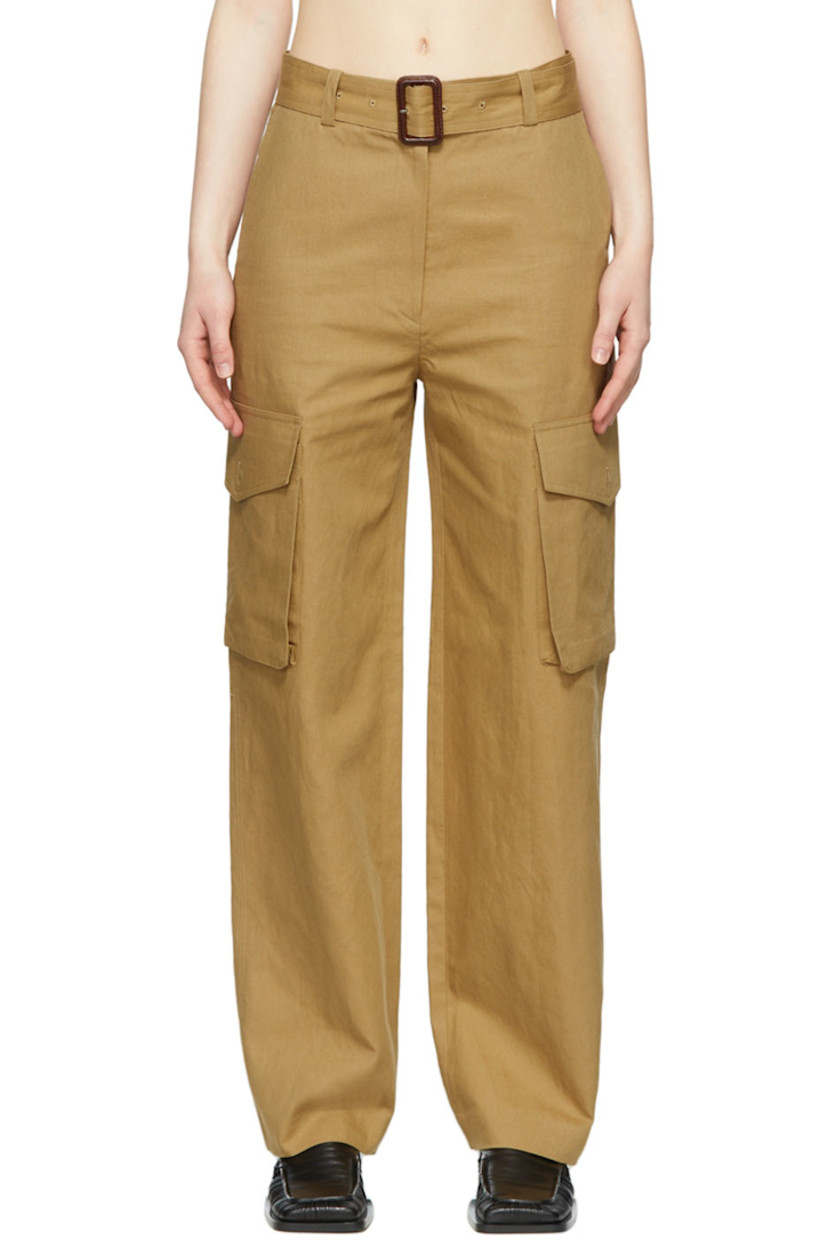 Plain-woven linen and cotton-blend trousers.

· Detachable belt
· Concealed zip-fly
· Six-pocket styling

Supplier color: Beige