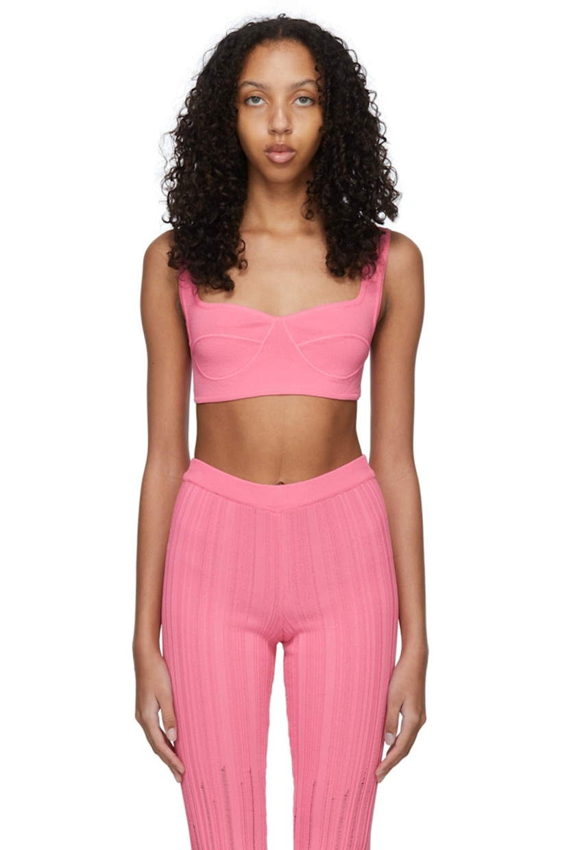Knit viscose and nylon-blend bra. Square neck. 

Supplier color: Fuxia