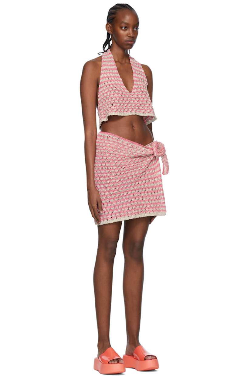 Knit cotton and linen-blend tank top. Self-tie halter straps.

Knit cotton and linen-blend skirt. Self-tie fastening at side.

Available exclusively at SSENSE.

Supplier color: Rope fuchsia
