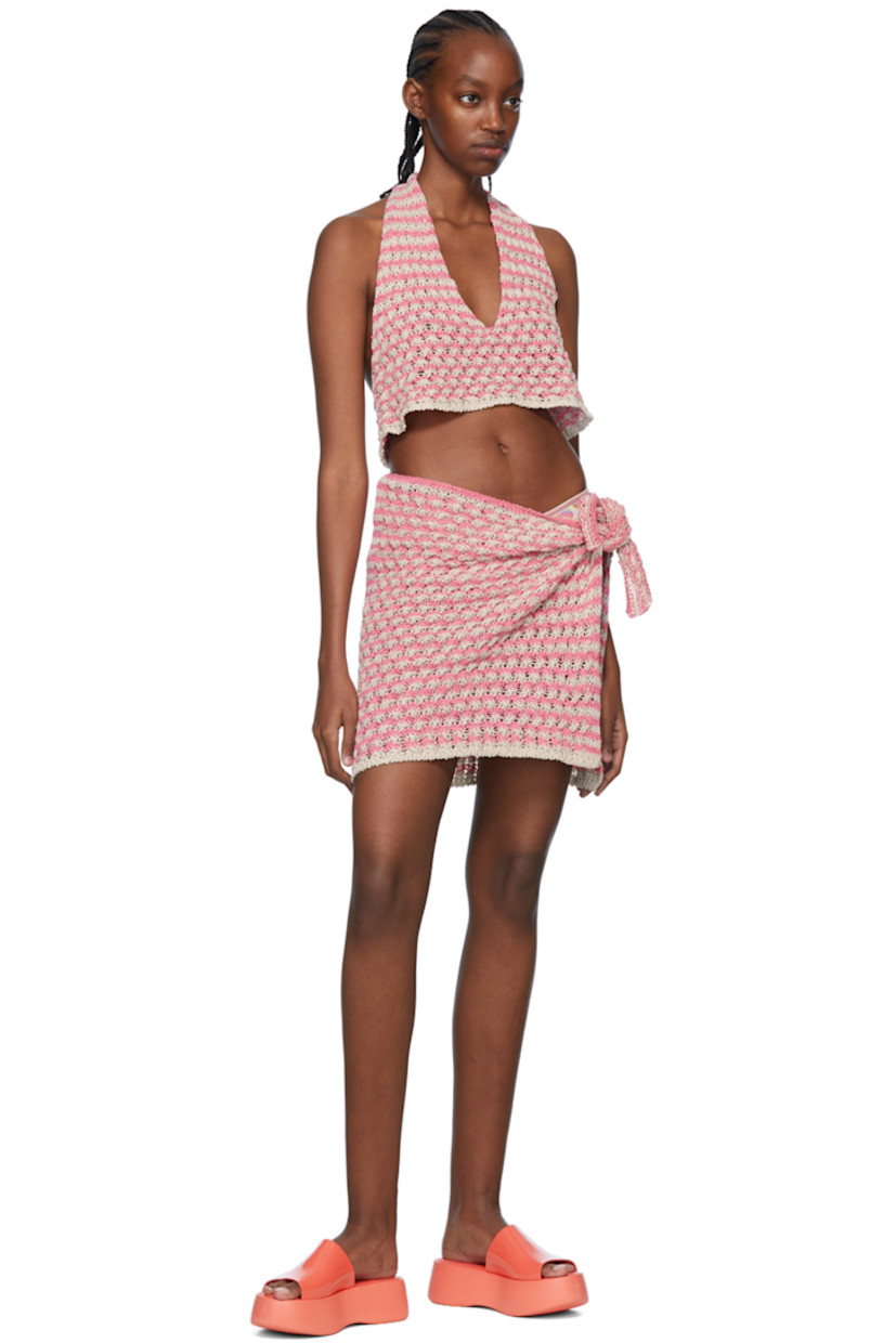 Knit cotton and linen-blend tank top. Self-tie halter straps.

Knit cotton and linen-blend skirt. Self-tie fastening at side.

Available exclusively at SSENSE.

Supplier color: Rope fuchsia