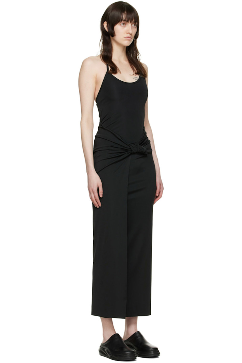 Plain-woven stretch nylon dress. 

· Halter neck
· Knotted accent and pleat at front 

Supplier color: Black