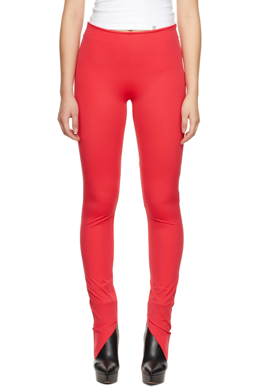 Stretch nylon jersey leggings in red.

· Mid-rise
· Vented cuffs

Supplier color: Infra red