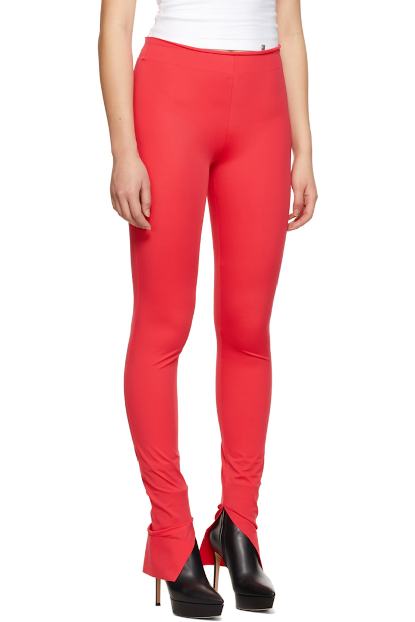 Stretch nylon jersey leggings in red.

· Mid-rise
· Vented cuffs

Supplier color: Infra red