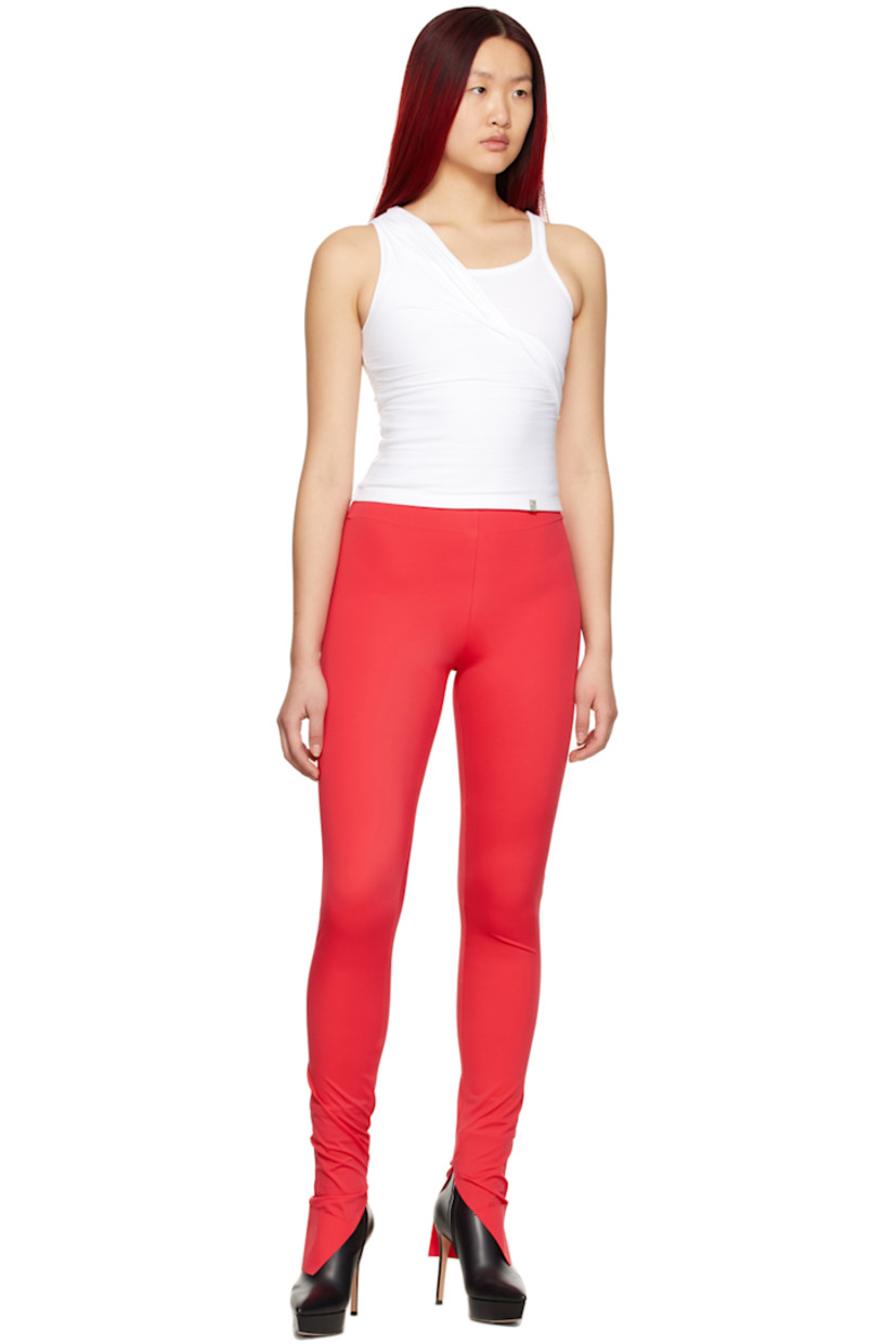 Stretch nylon jersey leggings in red.

· Mid-rise
· Vented cuffs

Supplier color: Infra red
