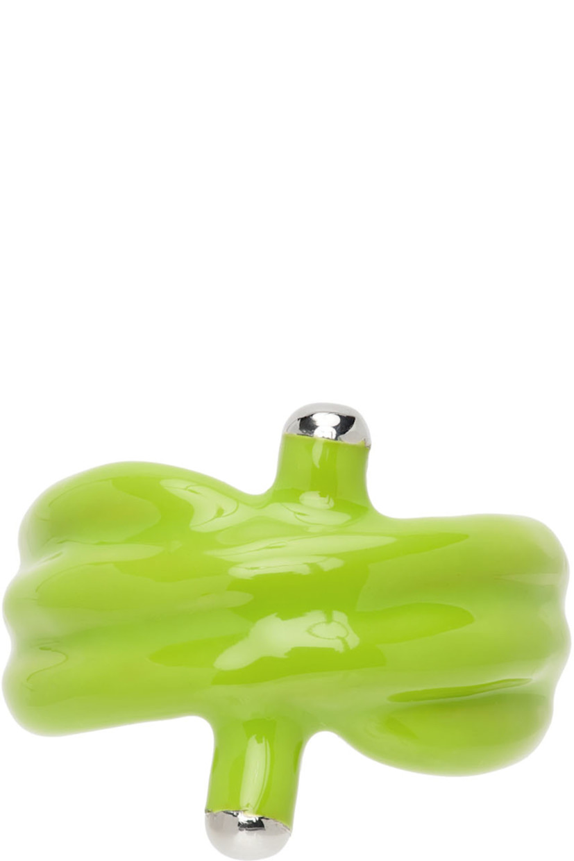 Sculptural band ring in sterling silver.

· Enameled detailing in green at face
· Logo engraved at inner band

Part of the Marshall Columbia x Alan Crocetti collaboration.

Available online exclusively at SSENSE.

Supplier color: Green