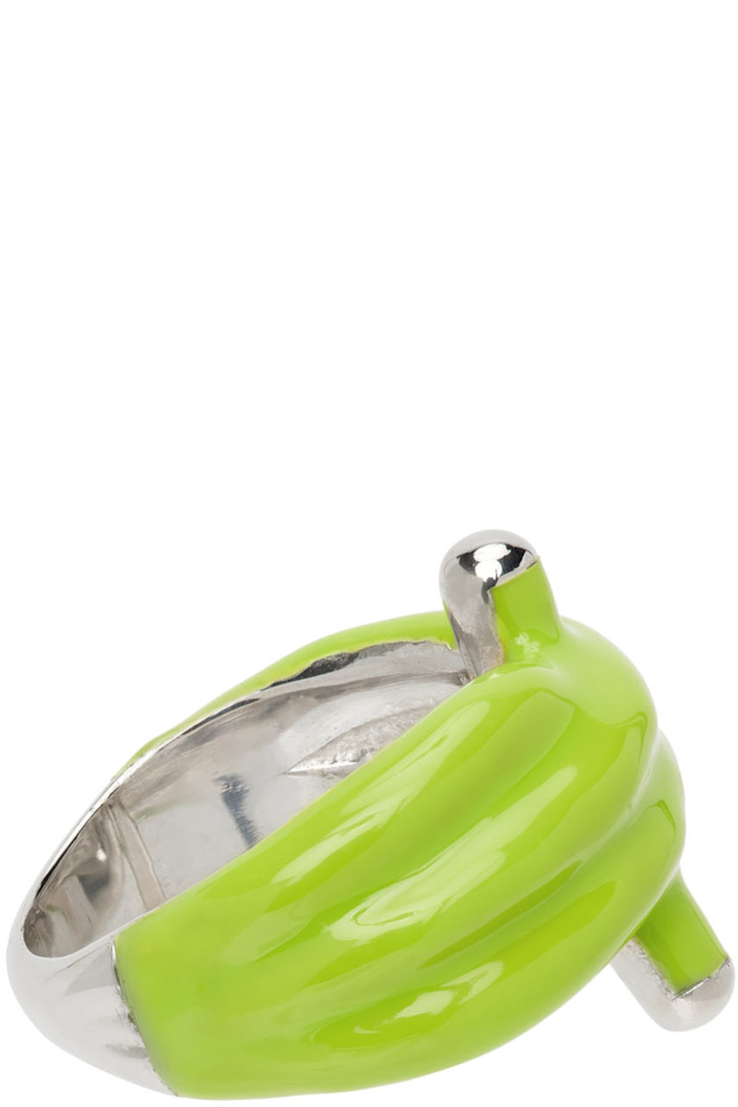 Sculptural band ring in sterling silver.

· Enameled detailing in green at face
· Logo engraved at inner band

Part of the Marshall Columbia x Alan Crocetti collaboration.

Available online exclusively at SSENSE.

Supplier color: Green