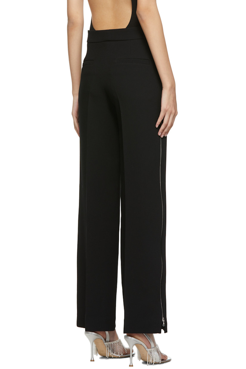 Straight-leg wool crepe trousers in black featuring zip detailing at side-seams.

· Mid-rise
· Four-pocket styling
· Central creases at front and back
· Zip-fly

Supplier color: Black