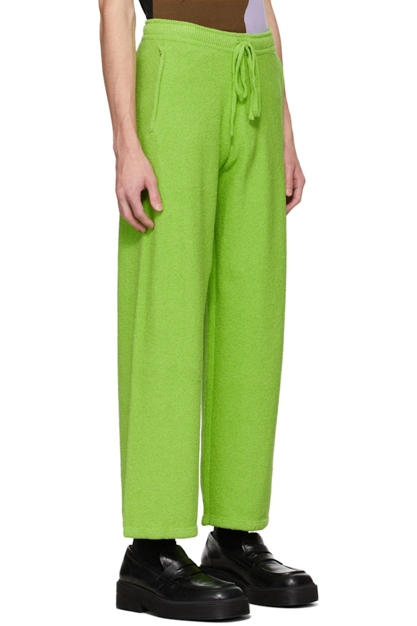 Wide-leg bouclé cotton and nylon-blend lounge pants in green.

· Mid-rise
· Two-pocket styling
· Drawstring at elasticized waistband 

Available exclusively at SSENSE.

Supplier color: Green