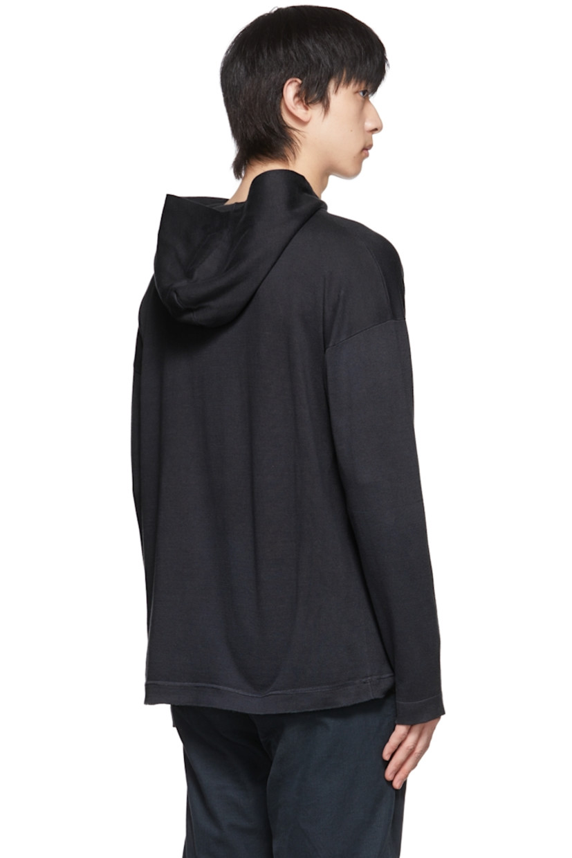 Knit cotton and cashmere-blend hoodie. Dropped shoulders. 

Supplier color: Washed black