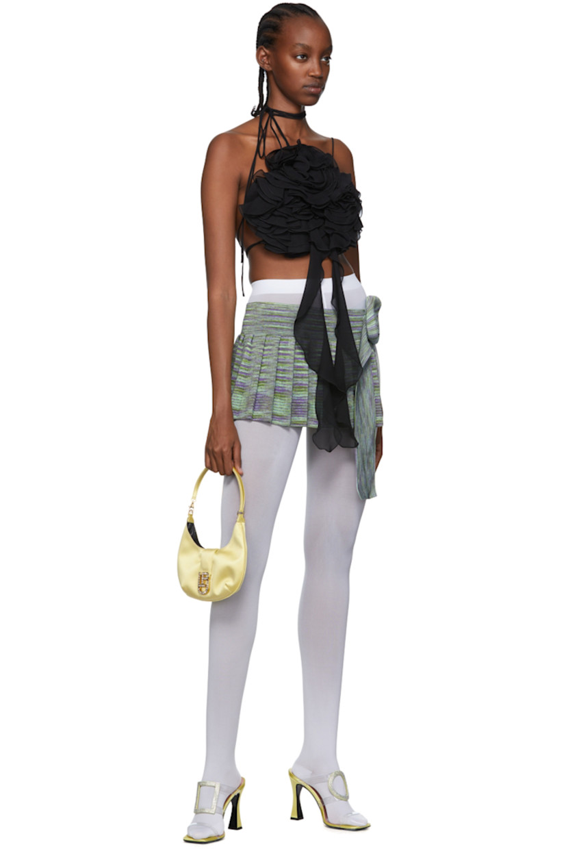 Satin slip-on heeled sandals in green.

· Open square toe
· Transparent PVC straps
· Crystal-cut accents at vamp
· Logo patch at grained sheepskin footbed
· Covered stiletto heel with rubber injection
· Buffed calfskin sole
· Heel: H4 in

Supplier color: Lime