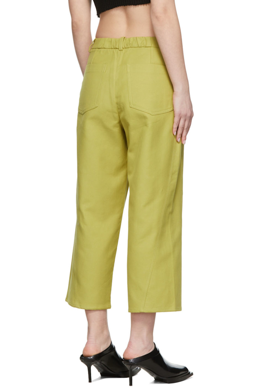 Straight-leg organic cotton twill trousers in green. 

· Mid-rise
· Four-pocket styling
· Darts at back waistband
· Zip-fly

Supplier color: Cedar