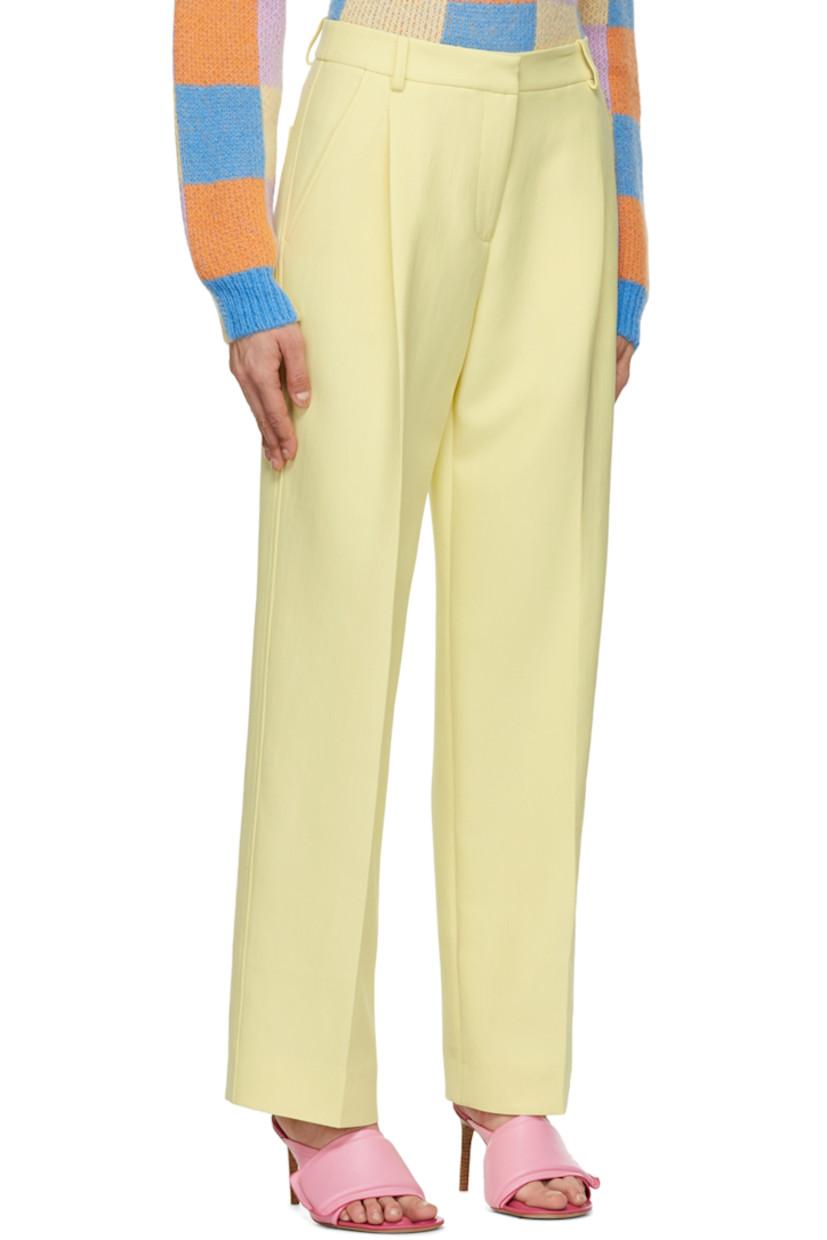 Nylon and viscose-blend crepe trousers. 

· Belt loops 
· Zip-fly
· Pleats at front 
· Four-pocket styling 

Supplier color: Lemonade