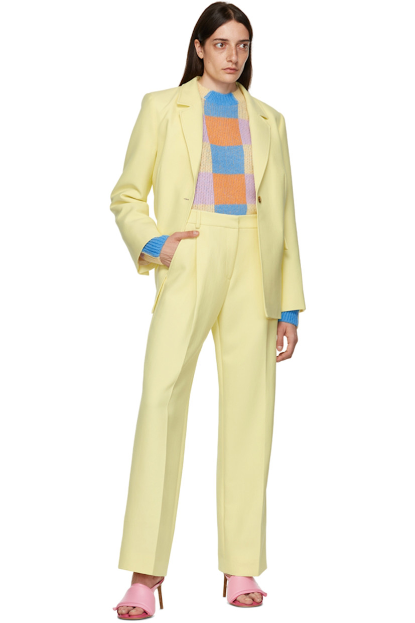 Nylon and viscose-blend crepe trousers. 

· Belt loops 
· Zip-fly
· Pleats at front 
· Four-pocket styling 

Supplier color: Lemonade