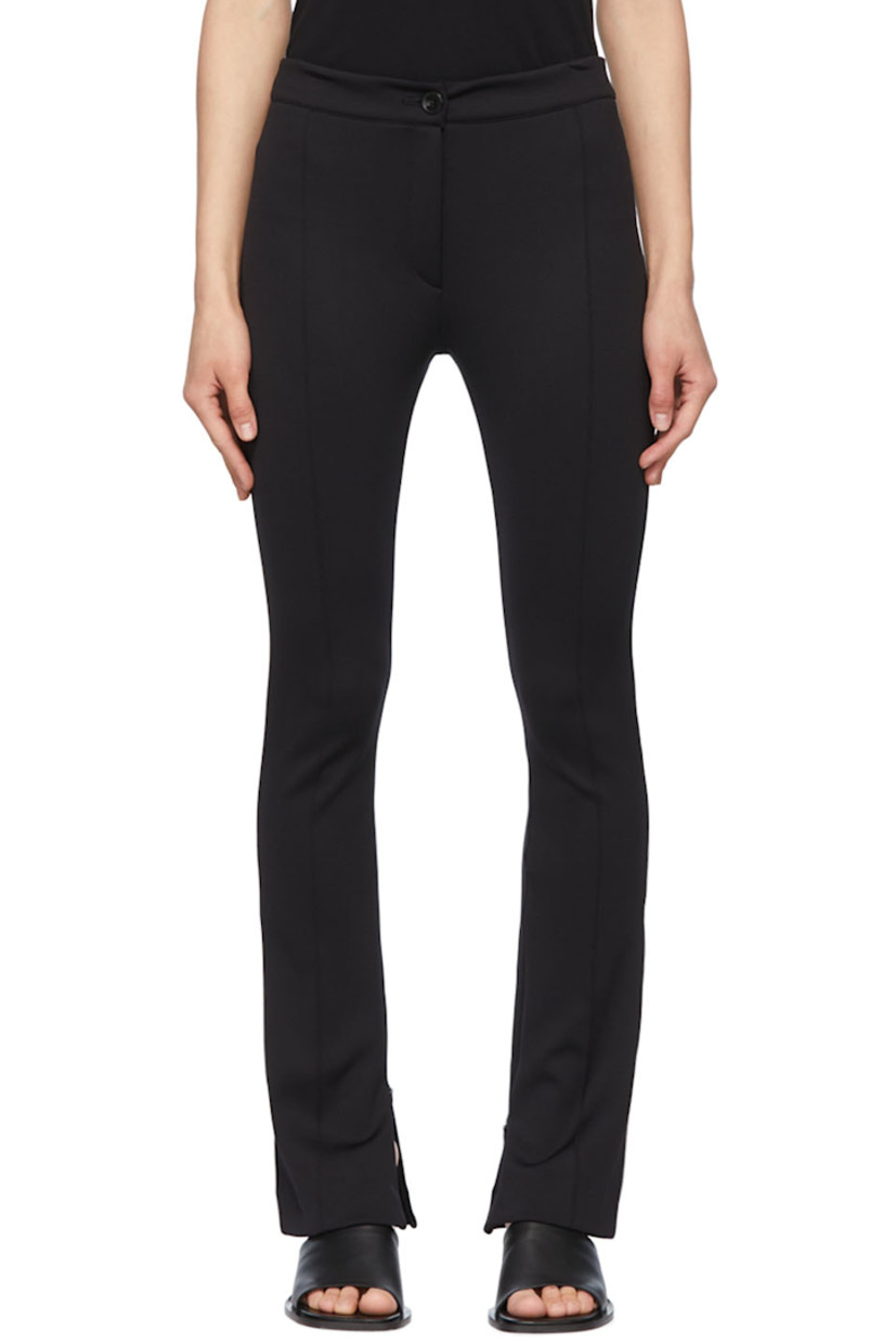 Stretch recycled nylon jersey trousers.

· Zip-fly
· Zippered vent at inseams
· Pinched seams at front and back

Supplier color: Black