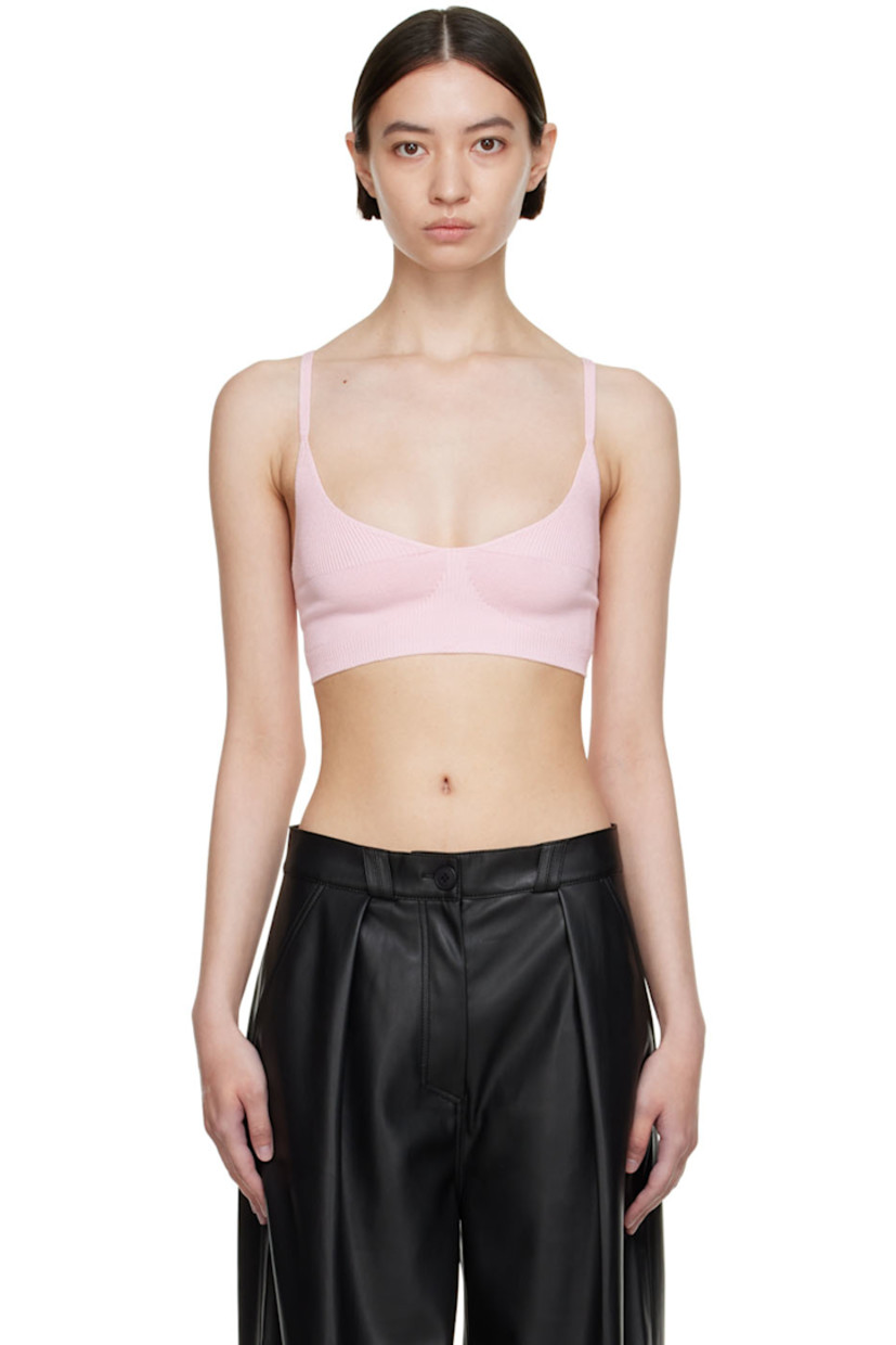 Stretch knit viscose tank top. 

· V-neck
· Fixed shoulder straps
· Cropped hem

Supplier color: Ice cream pink