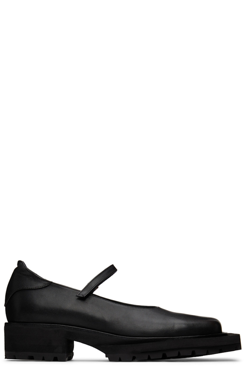 Buffed calfskin loafers in black. 

· Square toe 
· Velcro strap at vamp 
· Padded heel collar 
· Tonal suede and grained calfskin lining 
· Tonal stitching at welt 
· Foam rubber platform midsole
· Tonal lugged rubber outsole 
· Platform: H0.75 in
· Heel: H1.5 in

Part of the Sinéad O'Dwyer x Tabitha Ringwood collaboration.

Available exclusively at SSENSE.

Supplier color: Black