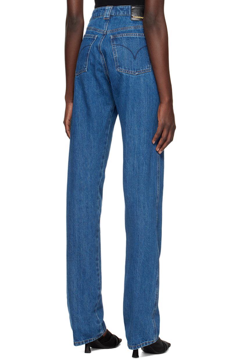 Straight-leg non-stretch organic cotton-blend denim jeans.

· Belt loops
· Five-pocket styling
· Zip-fly
· Leather logo patch at back waistband

Available exclusively at SSENSE.

Supplier color: Blue