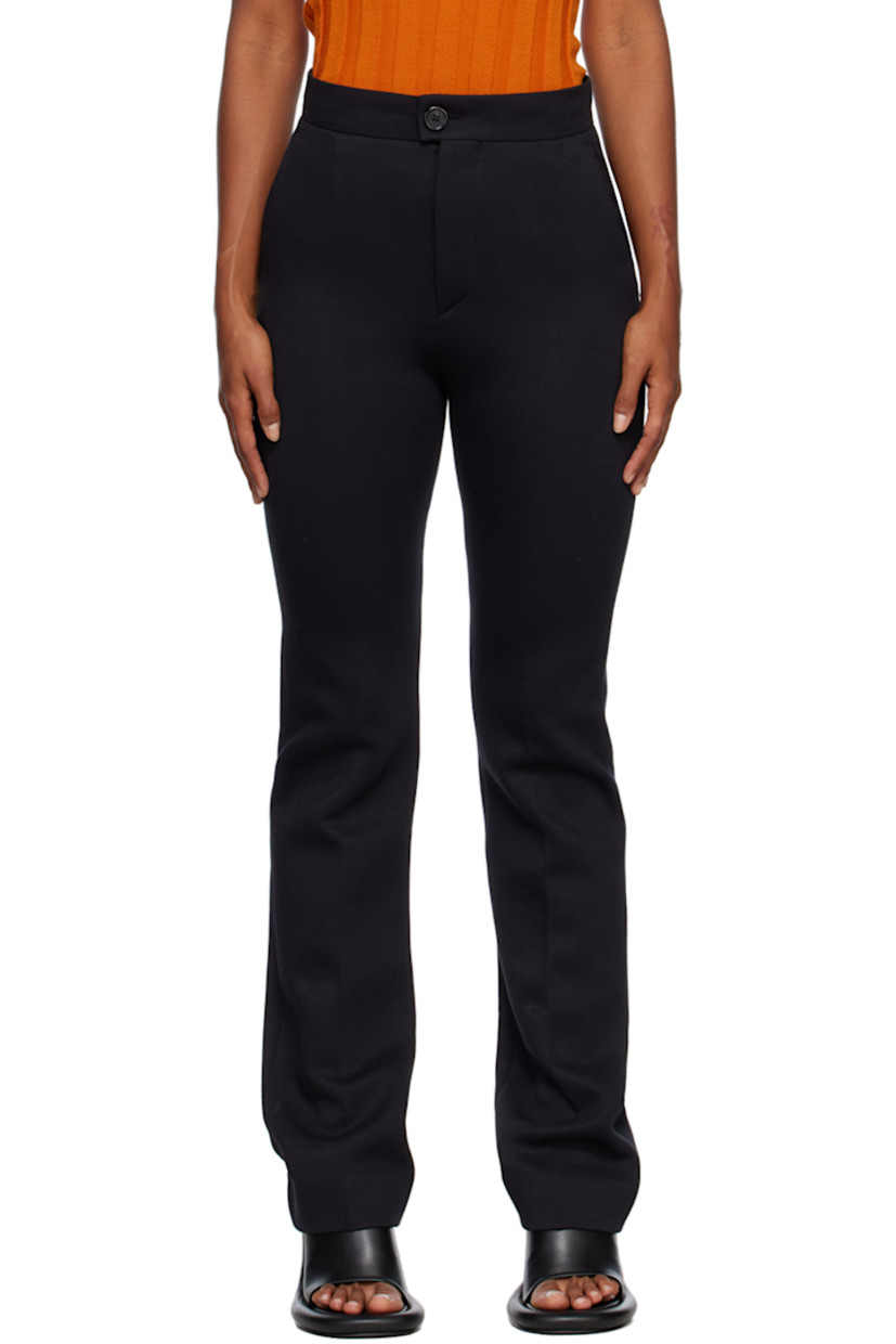 Cotton-blend jersey trousers.

· Four-pocket styling
· Zip-fly
· Central creases at front and back

Supplier color: Black