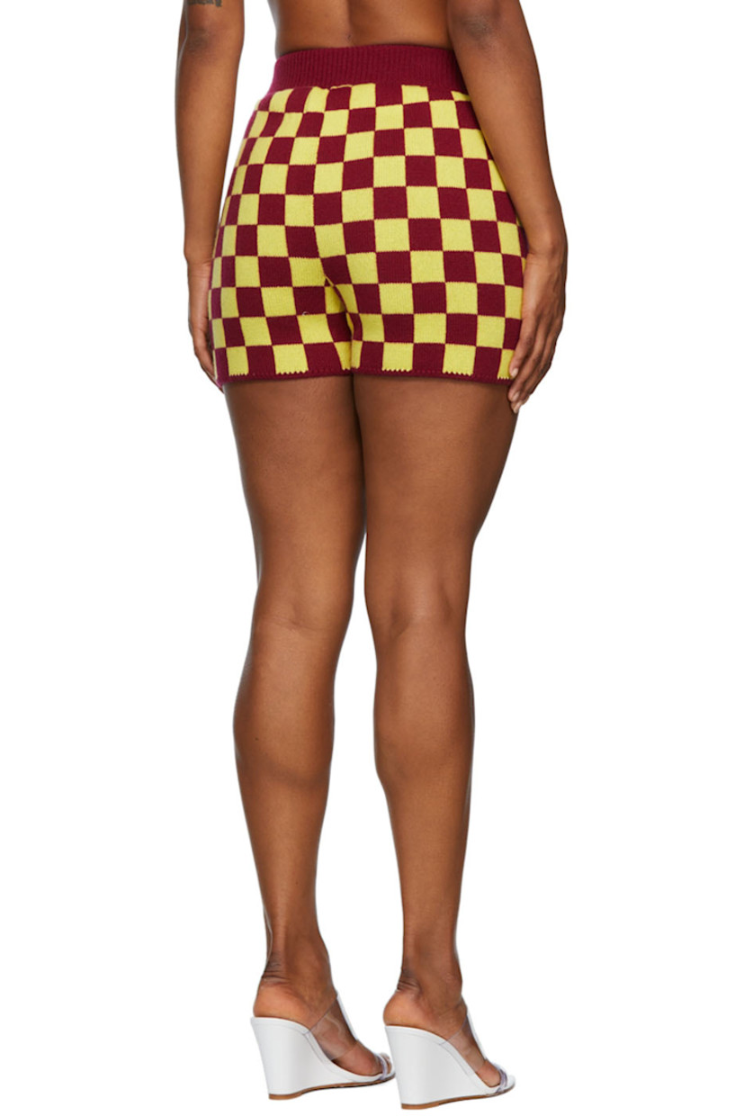 Knit cashmere shorts. 

· Check pattern throughout
· Rib knit waistband

Supplier color: Atomic yellow/Cabernet