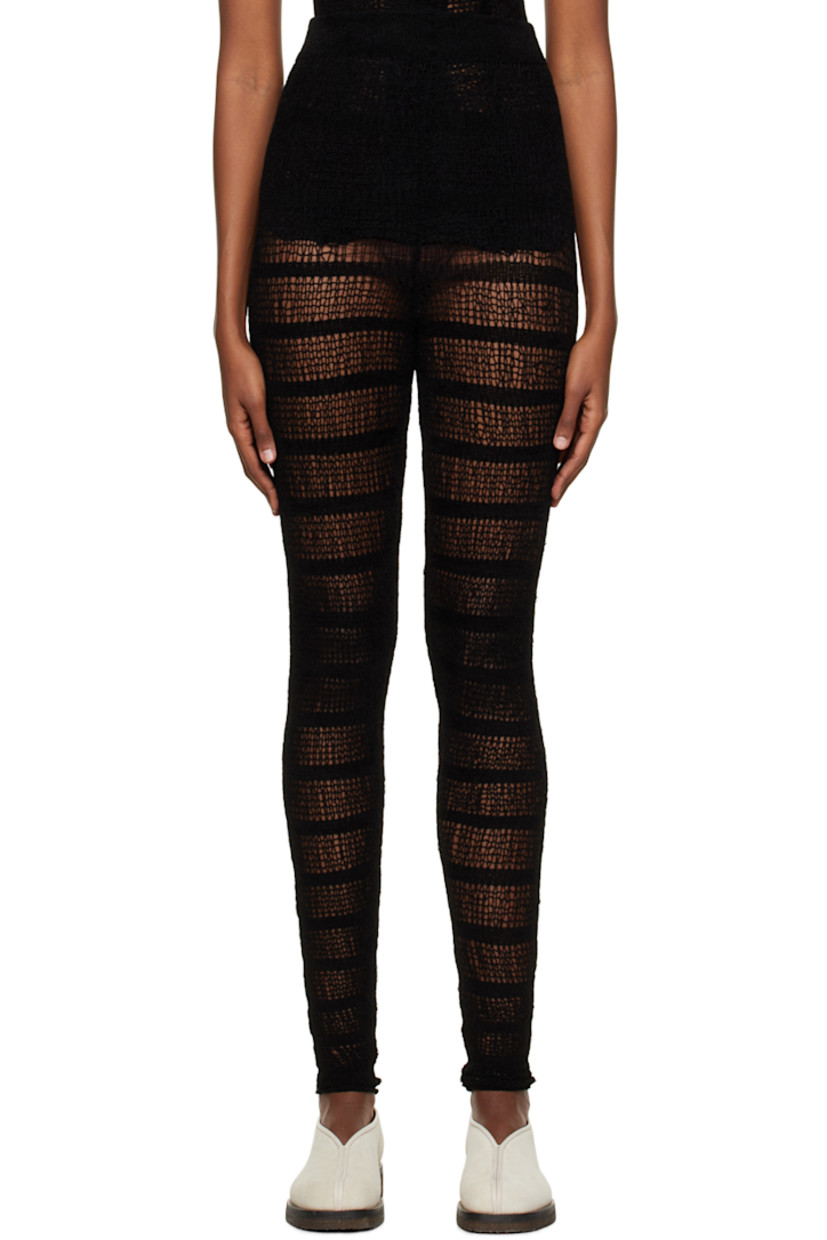 Semi-sheer open knit stretch viscose and nylon-blend leggings. Elasticized waistband.

Supplier color: Black