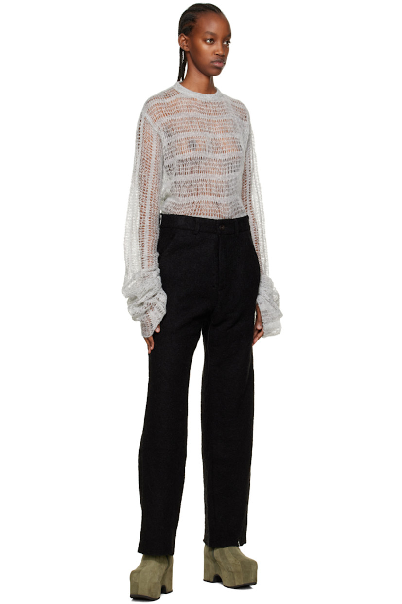 Felted wool trousers.

· Belt loops
· Two-pocket styling
· Zip-fly
· Partial satin lining

Supplier color: Black