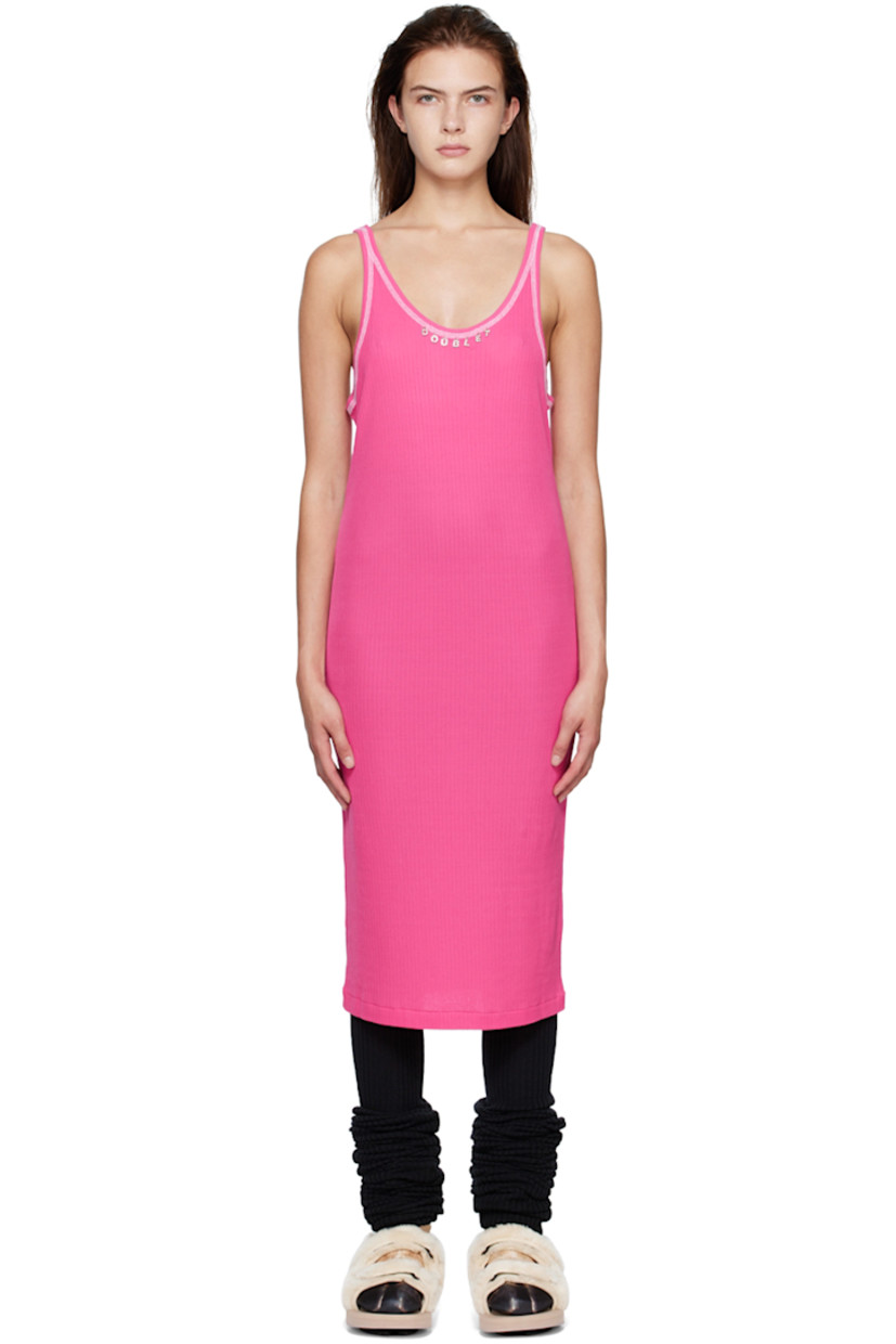 Rib knit cotton dress. 

· Logo hardware at scoop neck
· Unlined 

Supplier color: Pink