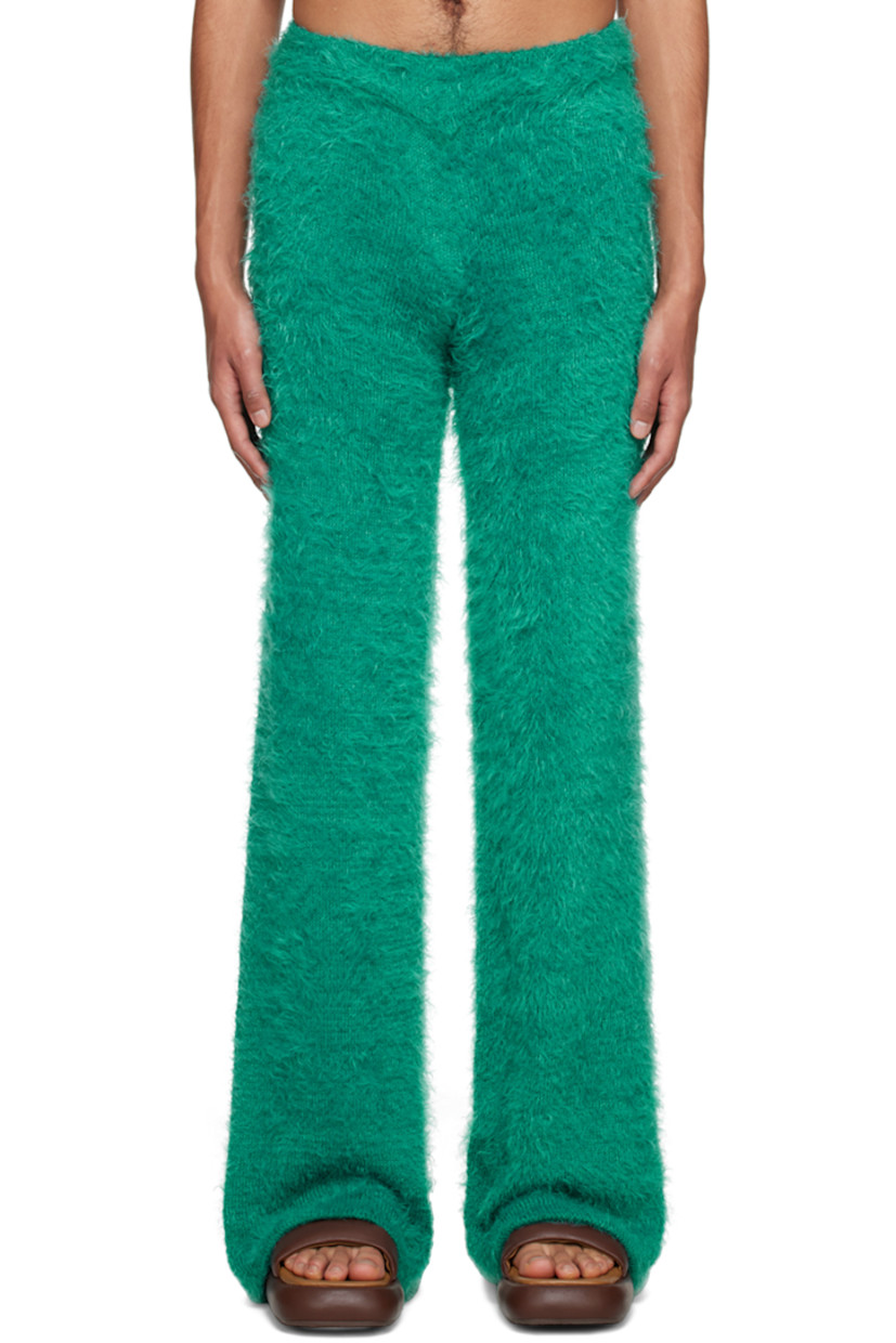 Shag knit nylon trousers. Rib knit elasticized waistband.

Available exclusively at SSENSE.

Supplier color: Dark teal
