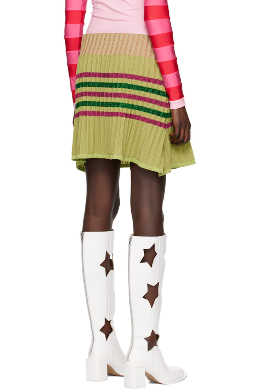 Garment-pleated knit merino wool-blend skirt. Metallic thread detailing and stripes throughout.

· Rib knit waistband and flared hem
· Unlined

Available exclusively at SSENSE.

Supplier color: Mint/Green