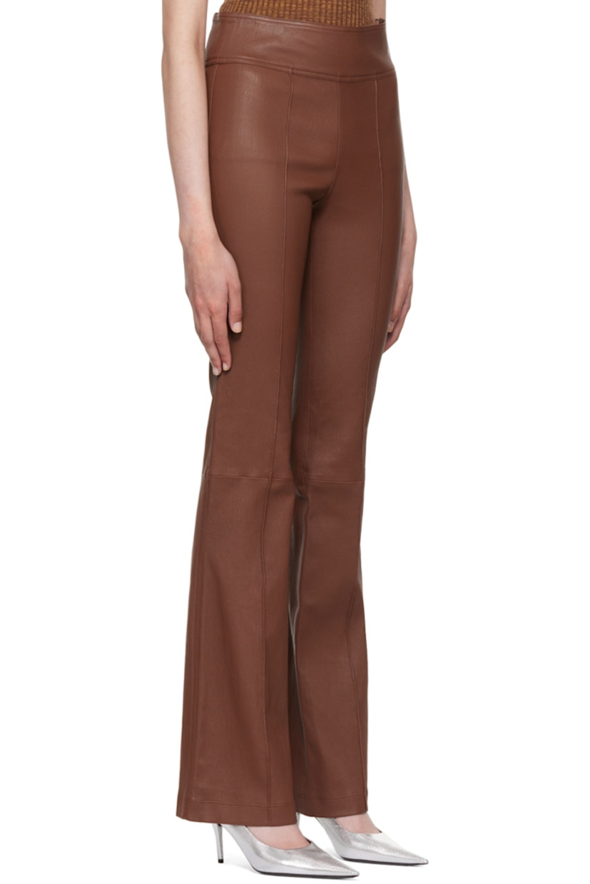 Paneled  grained lambskin leather pants. 

· High-rise
· Pinched seams at front
· Zip closure at outseam
· Flared hem
· Full stretch cotton jersey lining

Supplier color: Cinnamon