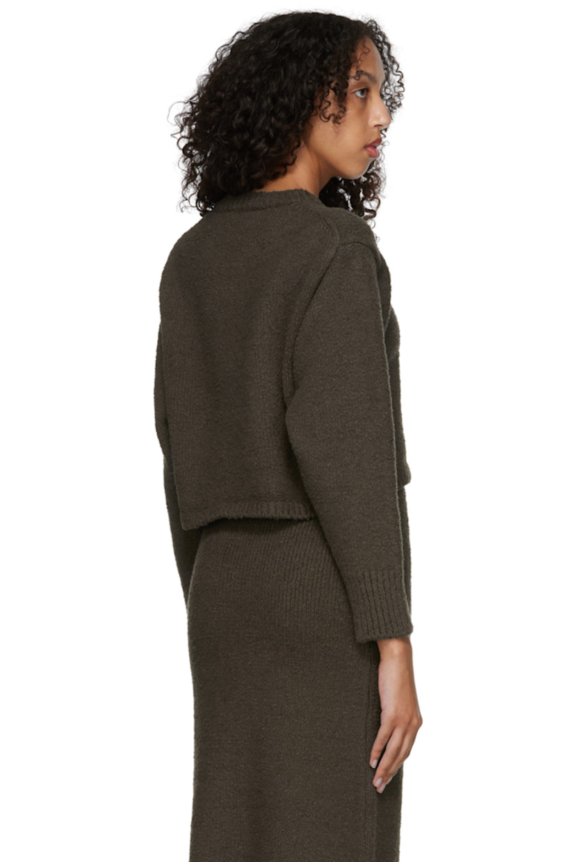 Slubbed knit stretch cotton-blend sweater. 

· Dropped shoulders
· Rib knit crewneck, cuffs, and hem

Supplier color: Brown