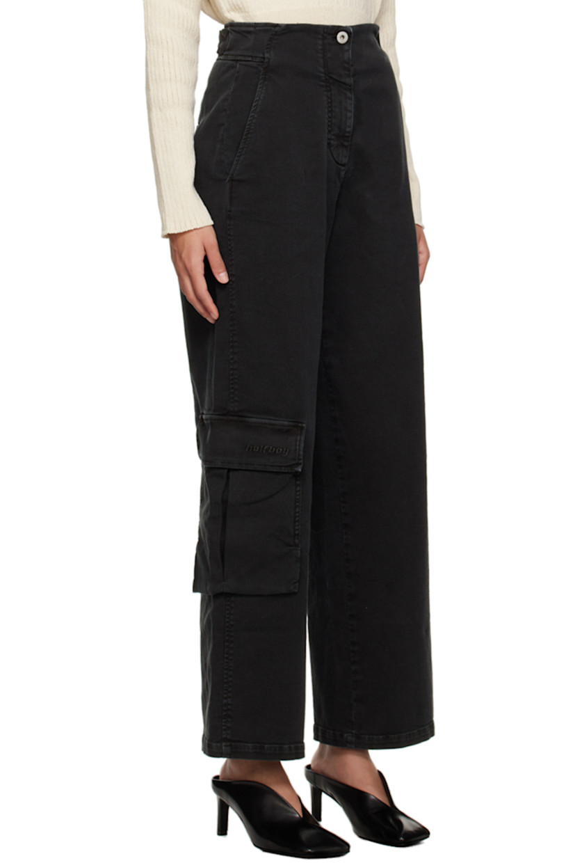 Stretch cotton twill trousers.

· Three-pocket styling
· Zip-fly
· Logo embroidered at patch pocket
· Adjustable button tabs at back waistband

Supplier color: Black