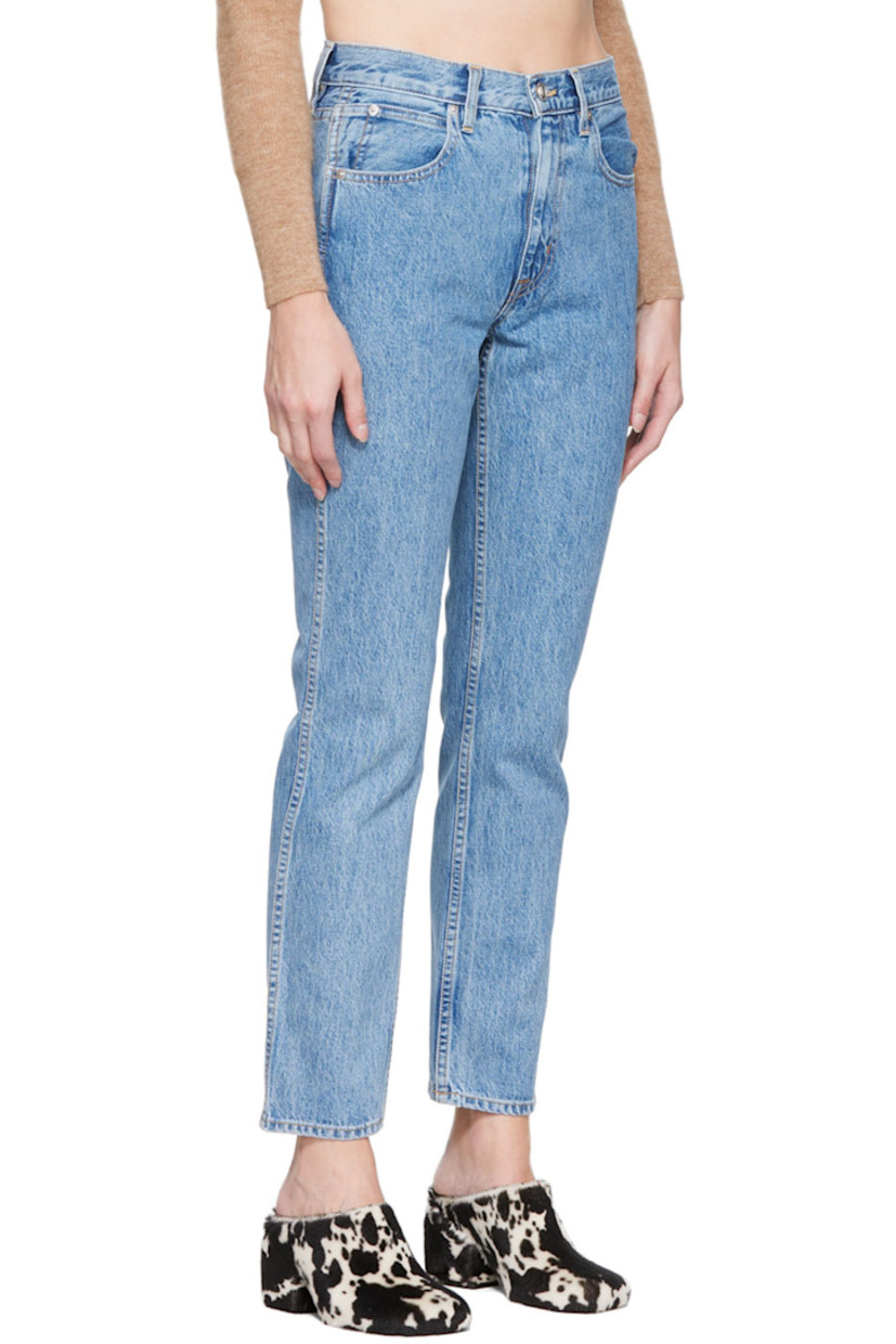 Non-stretch denim jeans. 

· Belt loops
· Five-pocket styling
· Zip-fly
· Logo-engraved silver-tone hardware
·Contrast stitching in tan

Supplier color: Daydream
