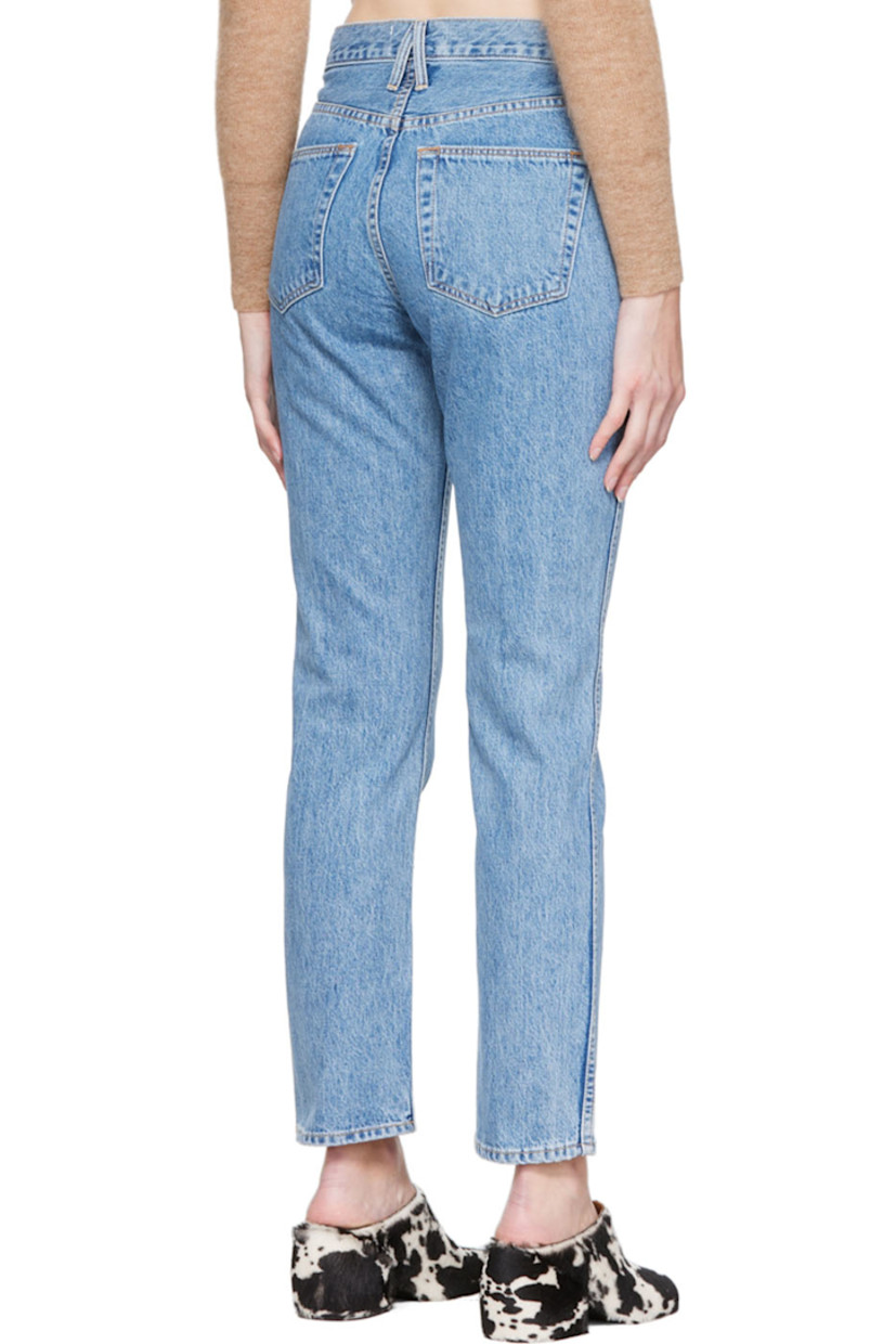 Non-stretch denim jeans. 

· Belt loops
· Five-pocket styling
· Zip-fly
· Logo-engraved silver-tone hardware
·Contrast stitching in tan

Supplier color: Daydream