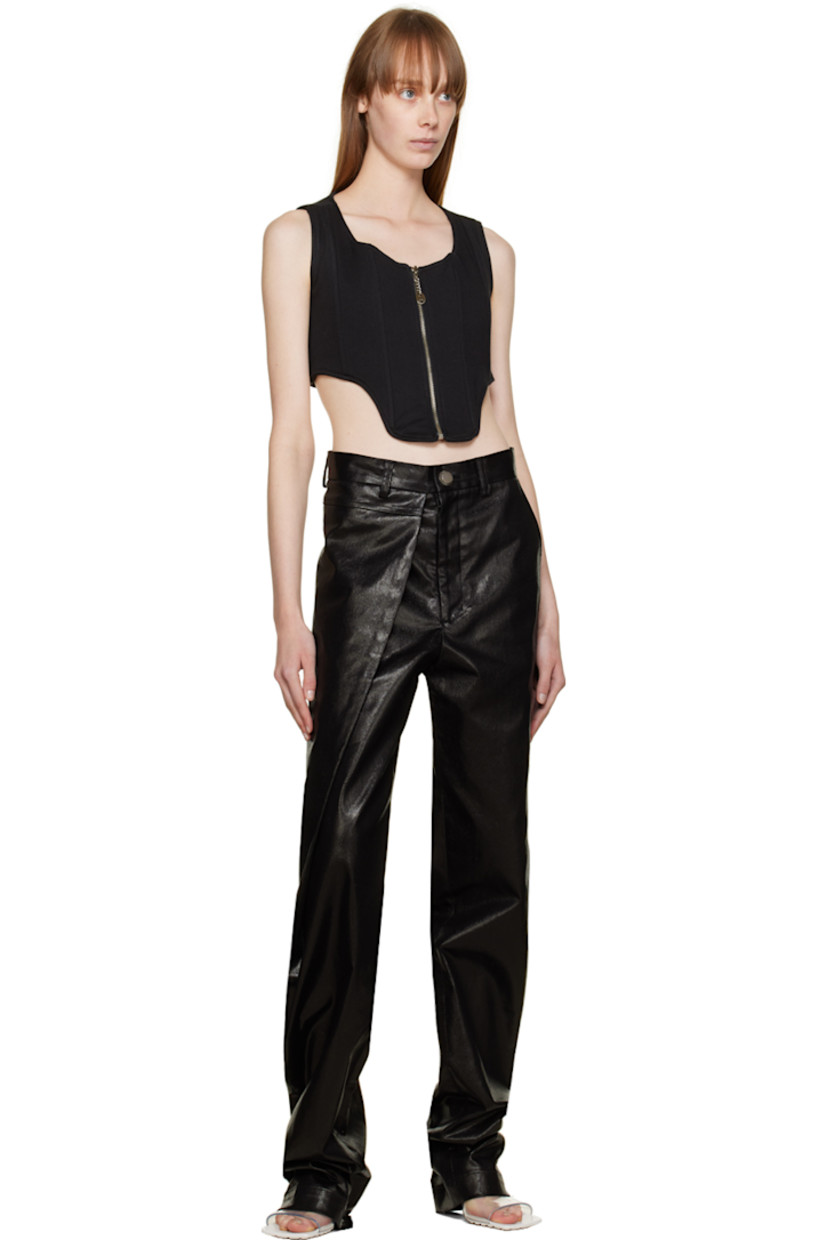 Cotton jersey camisole.

· Paneled construction
· Scoop neck
· Zip closure at front
· Asymmetric hem
· Graphic silver-tone hardware

Supplier color: Black