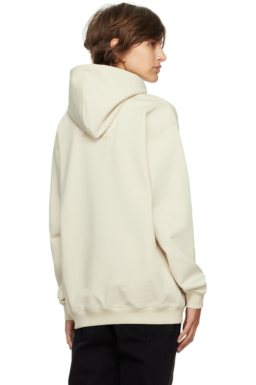 Stretch french terry hoodie. 

· Drawstring at hood 
· Logo and graphic embroidered at front and back 
· Kangaroo pocket 
· Rib knit cuffs and hem 

Supplier color: Off white