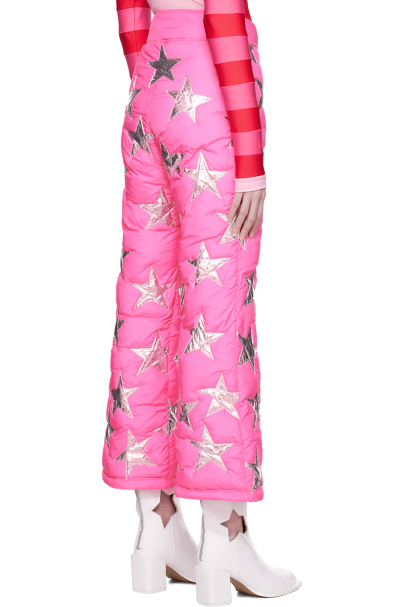 Padded polyester taffeta trousers. Graphic appliqués throughout.

· Zip-fly
· Inset elasticized cuffs
· Full cotton canvas lining

Supplier color: Pink