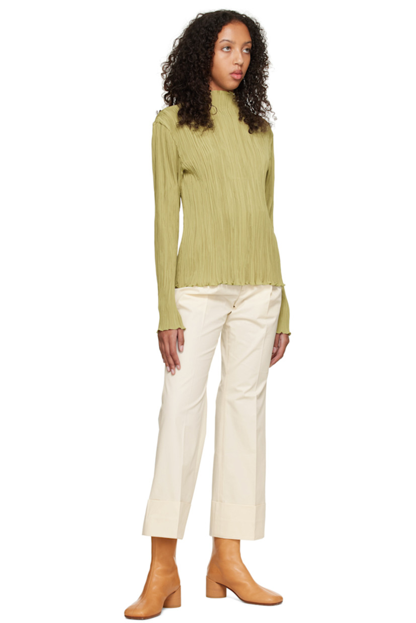 Cotton twill trousers.

· Grained faux-leather trim and belt loops at waistband
· Four-pocket styling
· Zip-fly

Supplier color: Ivory