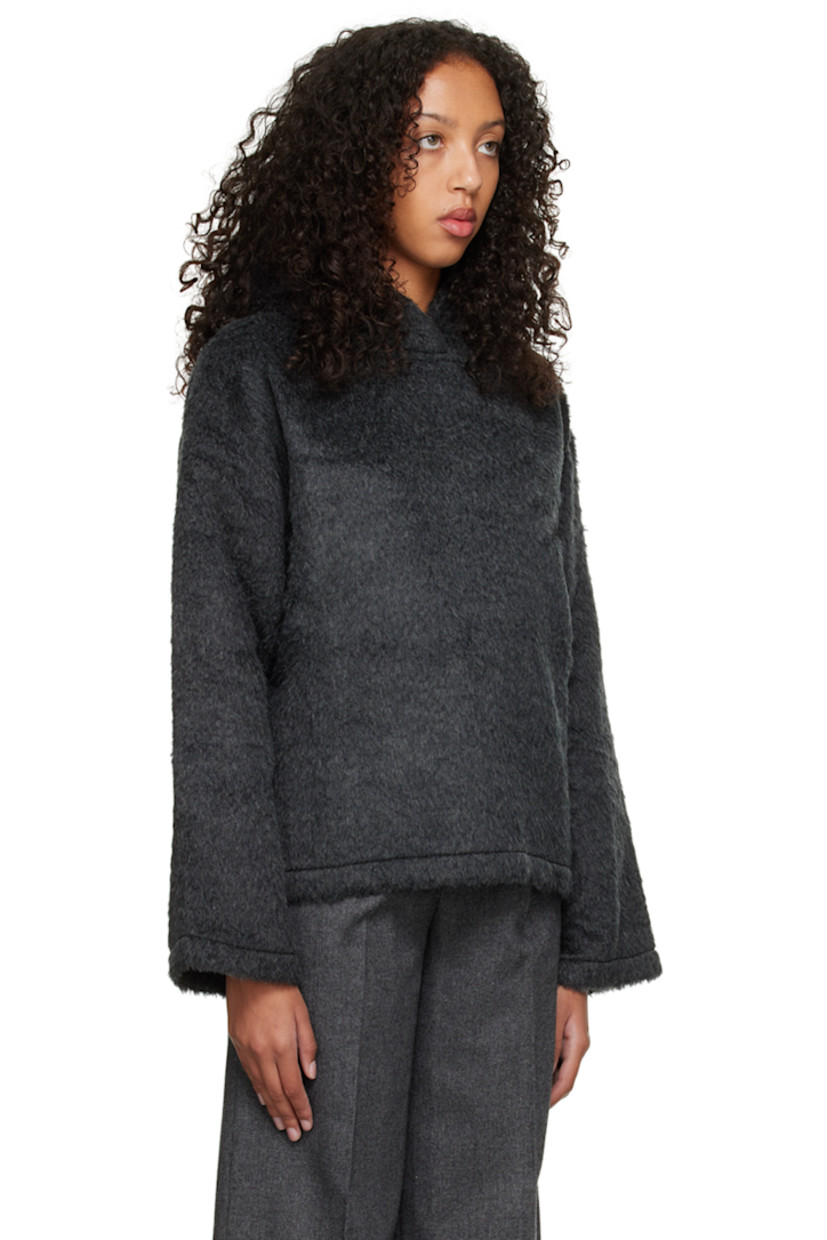 Shag knit wool and alpaca-blend hoodie. Textile logo flag at side seam.

Supplier color: Charcoal