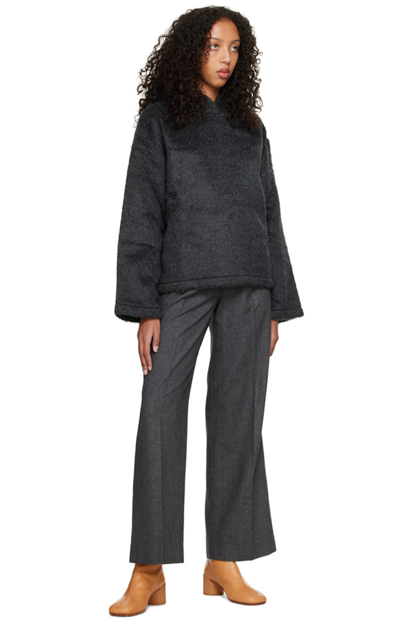 Shag knit wool and alpaca-blend hoodie. Textile logo flag at side seam.

Supplier color: Charcoal